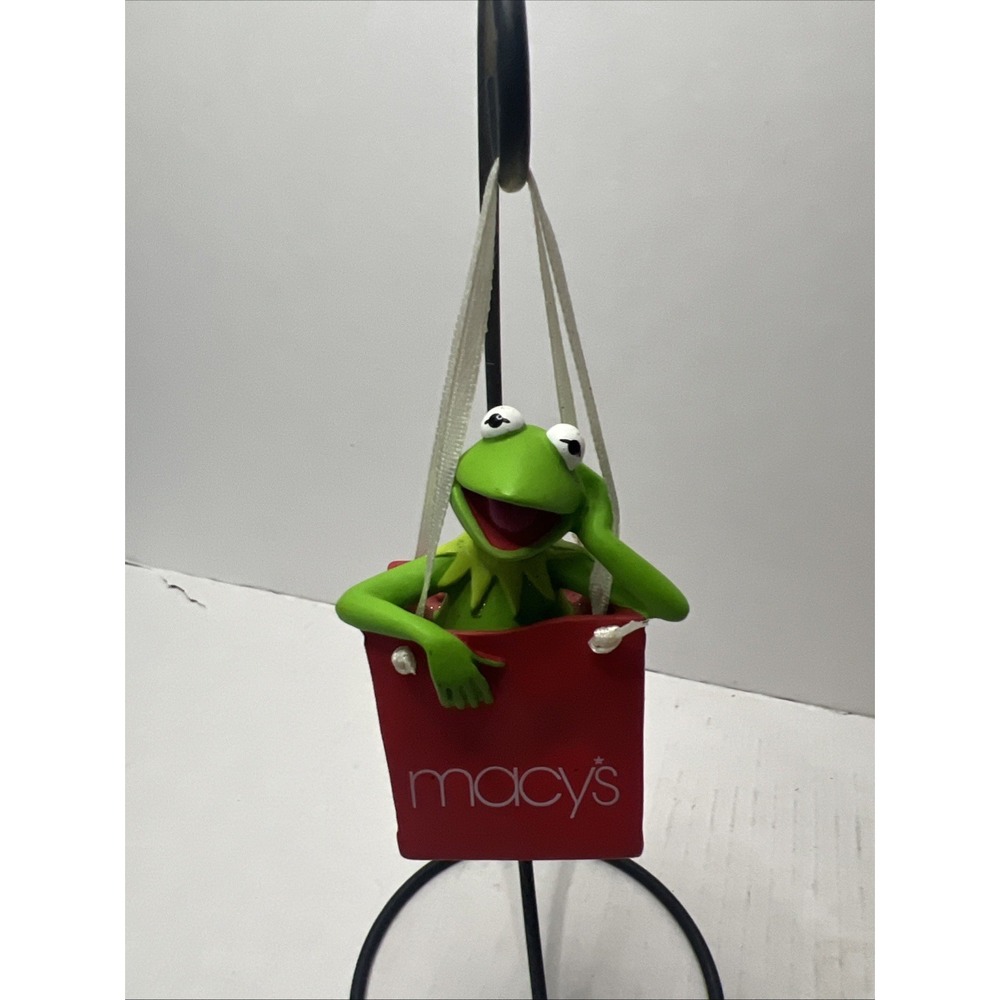 Muppets Kermit the Frog in Macy's Shopping Bag Christmas Ornament 2002
